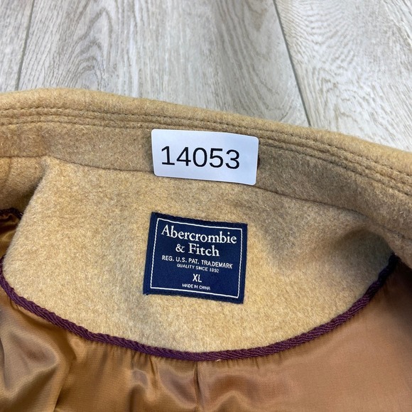 Abercrombie & Fitch Overcoat Mens XL Beige 3 Button Coat Topcoat Wool Blend Men - Picture 8 of 11
